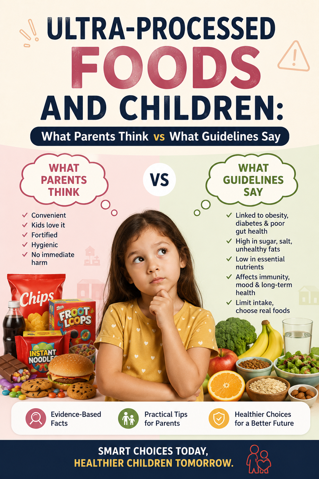 Indian child with ultra-processed packaged snacks — parent's guide to NOVA classification and what to avoid